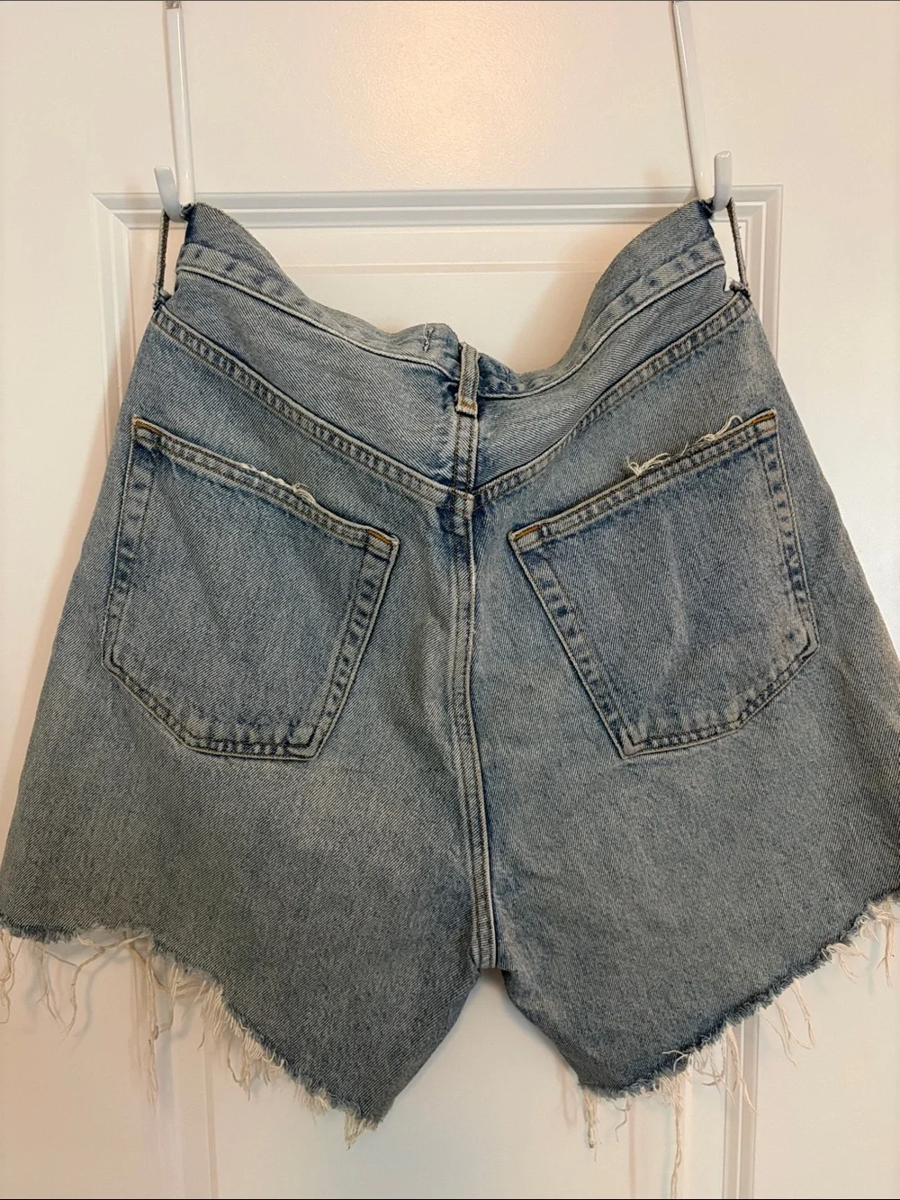 Agolde Vintage Wash Distressed Denim Cutoff Shorts - Light Blue